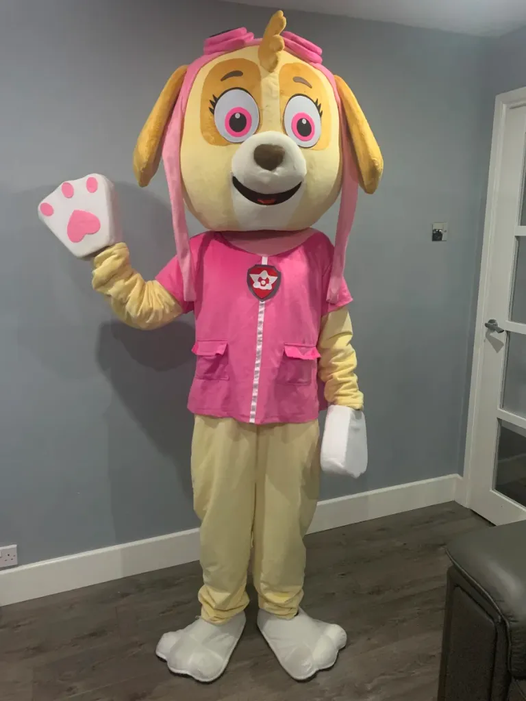 Pink Dog Mascot Costume with Star Necklace